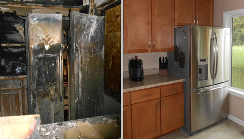 kitchen restoration from fire damage before and after comparison